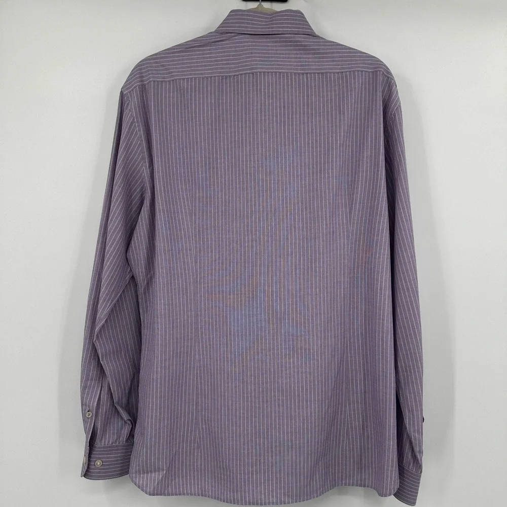 John Varvatos USA Mens Purple Stripe Slim Fit Dress Shirt‎ Button Down 16 1/2 34